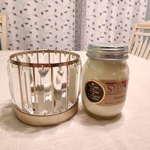 2PC ✨Bath Body Works @Crystal /Glass Pendant Candle Holder + Sydney Candle